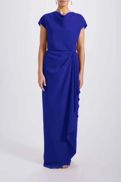 Amsale Draped Crepe Gown In Blue