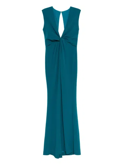 Amsale Draped-detail Dress In Blue