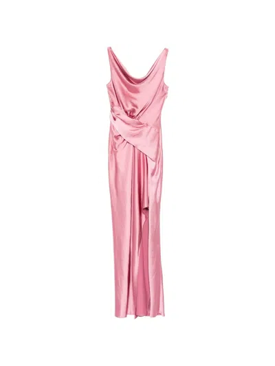 Amsale Draped Maxi Dress In Pink