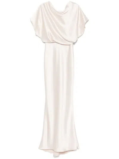 Amsale Draped Satin Gown In Neutrals