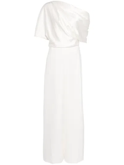 Amsale Draped Wide-leg Jumpsuit In White