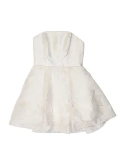 Pre-owned Amsale Floral Print Mini Dress In Neutrals