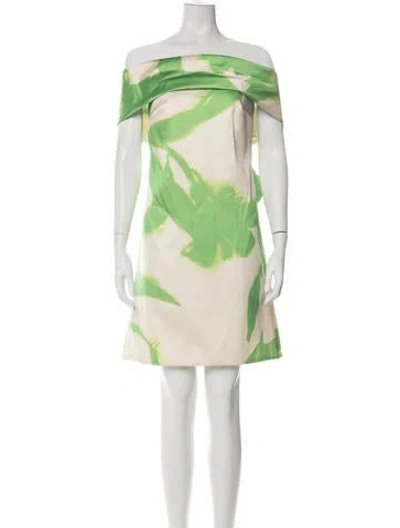 Pre-owned Amsale Floral Print Mini Dress W/ Tags In Green