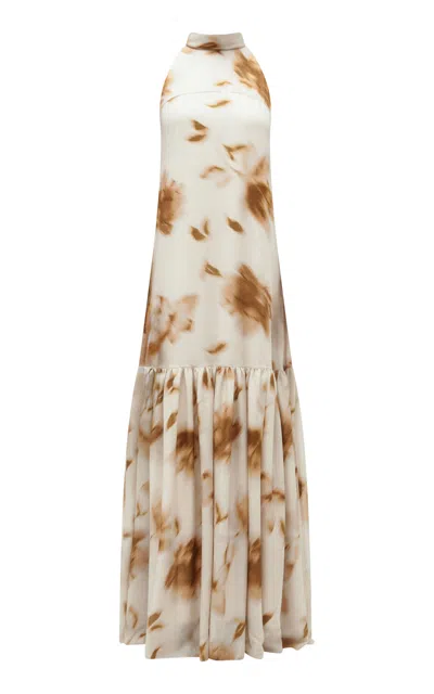 Amsale Floral-print Trapeze Gown In Multi