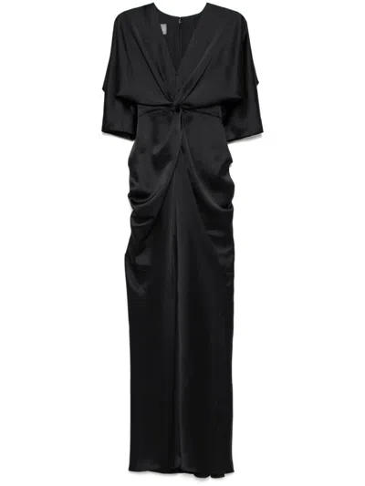 Amsale Fluid Draped-sleeve Dress In Black