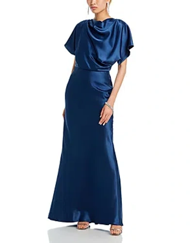 AMSALE FLUID SATIN RELAXED DRAPE GOWN