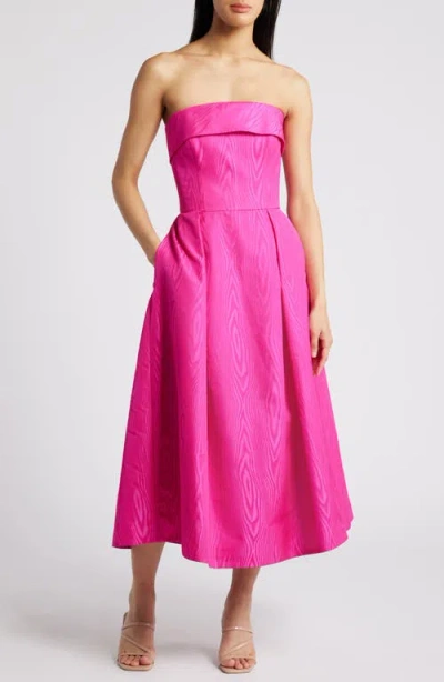 Amsale Foldover Strapless Cocktail Dress In Fuchsia