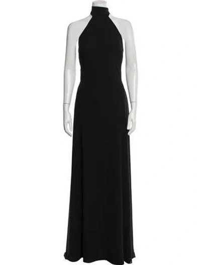 Pre-owned Amsale Halterneck Long Dress In Black