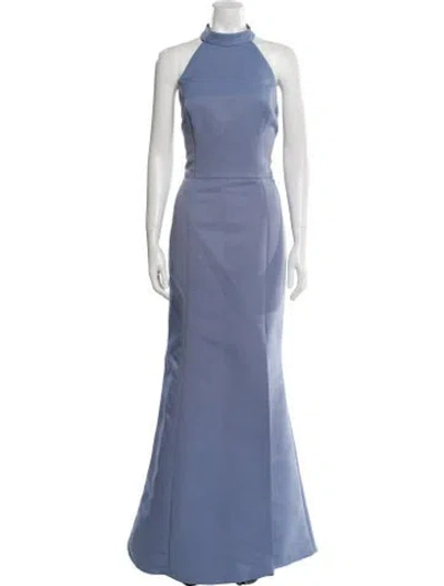 Pre-owned Amsale Halterneck Long Dress In Blue