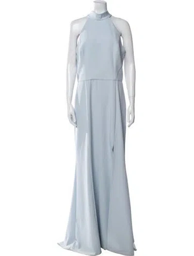 Pre-owned Amsale Halterneck Long Dress In Blue