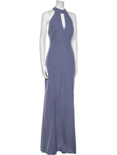 Pre-owned Amsale Halterneck Long Dress In Blue