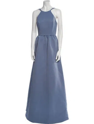Pre-owned Amsale Halterneck Long Dress In Blue