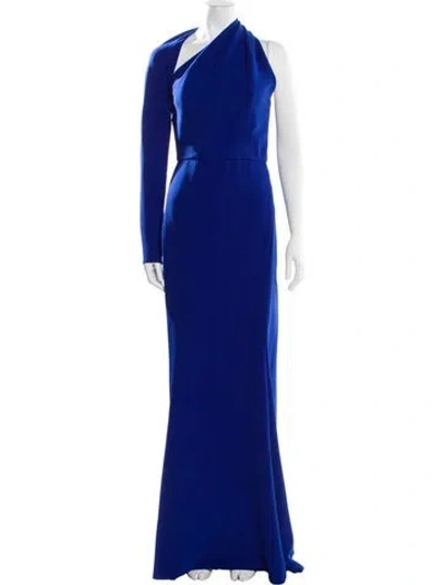 Pre-owned Amsale Halterneck Long Dress In Blue