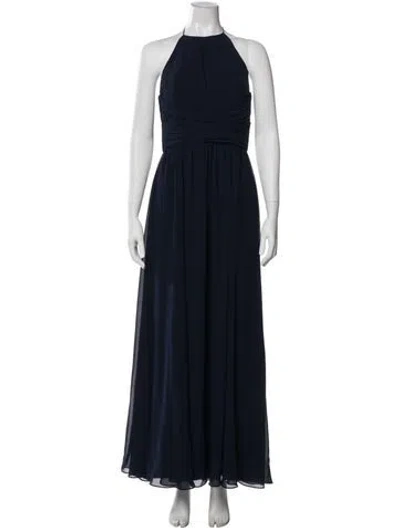 Pre-owned Amsale Halterneck Long Dress In Blue
