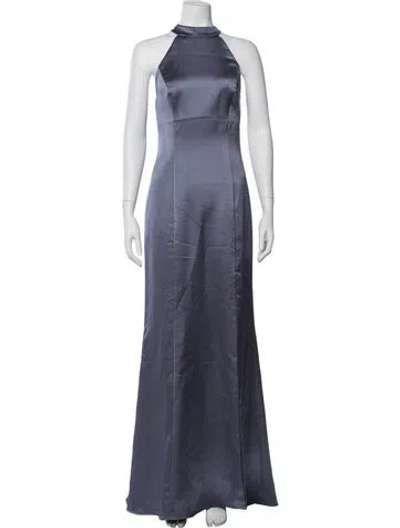 Pre-owned Amsale Halterneck Long Dress In Blue