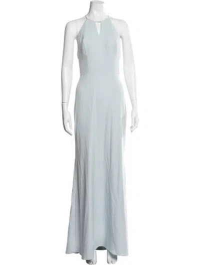 Pre-owned Amsale Halterneck Long Dress In Blue
