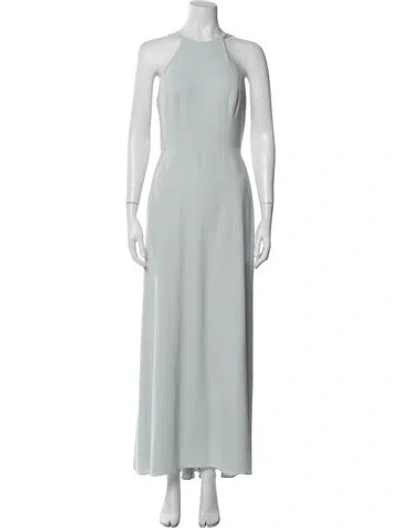 Pre-owned Amsale Halterneck Long Dress In Blue