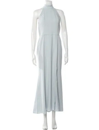 Pre-owned Amsale Halterneck Long Dress In Blue
