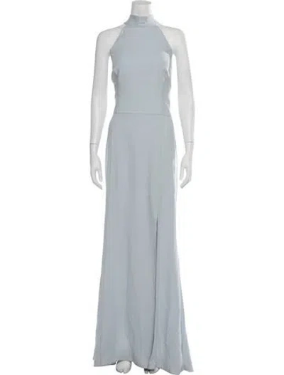 Pre-owned Amsale Halterneck Long Dress In Blue