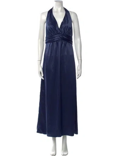 Pre-owned Amsale Halterneck Long Dress In Blue