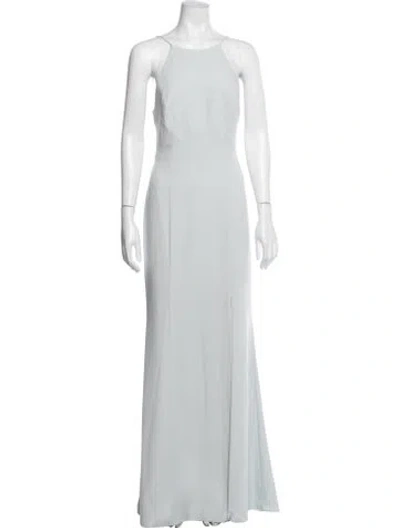Pre-owned Amsale Halterneck Long Dress In Blue