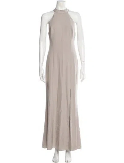 Pre-owned Amsale Halterneck Long Dress In Gray