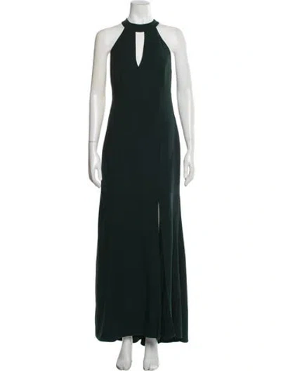 Pre-owned Amsale Halterneck Long Dress In Green