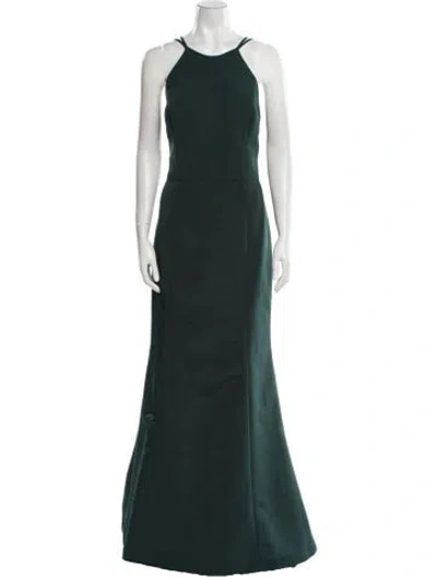 Pre-owned Amsale Halterneck Long Dress In Green