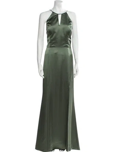 Pre-owned Amsale Halterneck Long Dress In Green