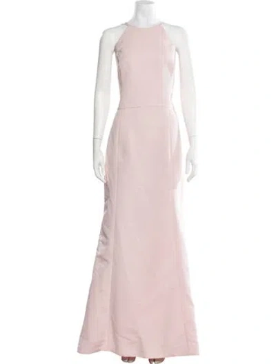 Pre-owned Amsale Halterneck Long Dress In Neutral
