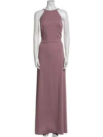 Pre-owned Amsale Halterneck Long Dress In Pink