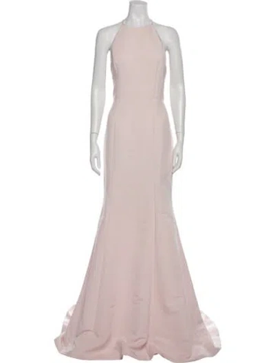 Pre-owned Amsale Halterneck Long Dress In Pink