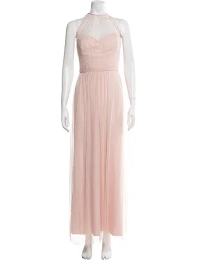 Pre-owned Amsale Halterneck Long Dress In Pink