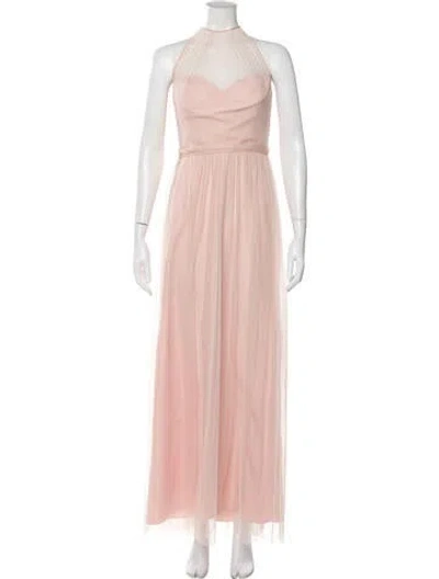 Pre-owned Amsale Halterneck Long Dress In Pink