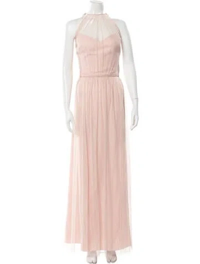 Pre-owned Amsale Halterneck Long Dress In Pink