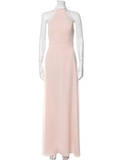 Pre-owned Amsale Halterneck Long Dress In Pink