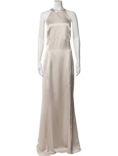 Pre-owned Amsale Halterneck Long Dress In Pink