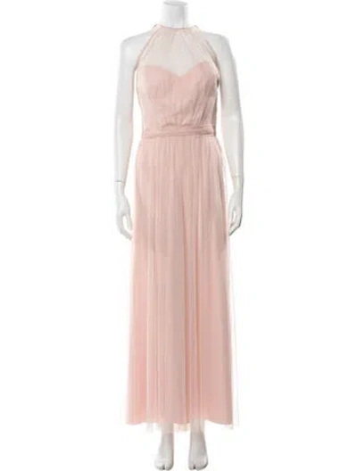 Pre-owned Amsale Halterneck Long Dress In Pink