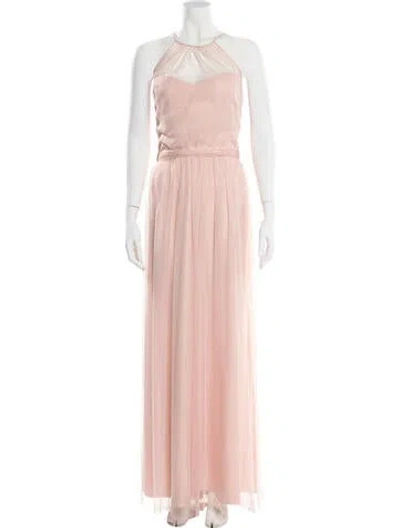 Pre-owned Amsale Halterneck Long Dress In Pink