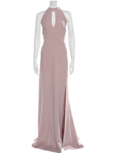 Pre-owned Amsale Halterneck Long Dress In Pink