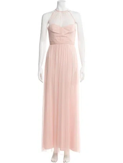 Pre-owned Amsale Halterneck Long Dress In Pink