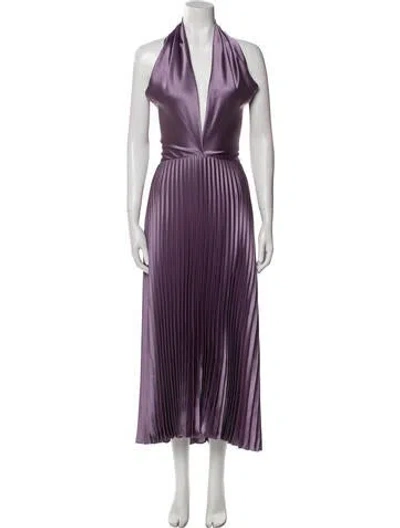 Pre-owned Amsale Halterneck Long Dress In Purple
