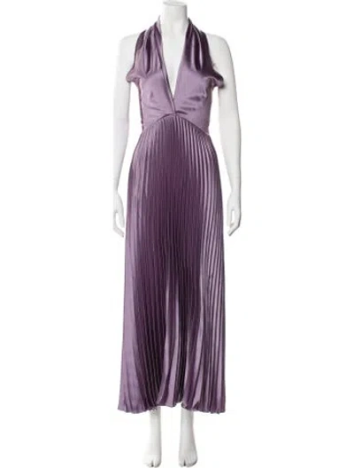 Pre-owned Amsale Halterneck Long Dress In Purple