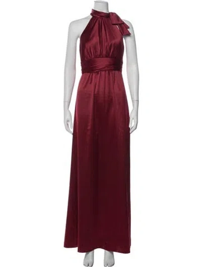Pre-owned Amsale Halterneck Long Dress In Red
