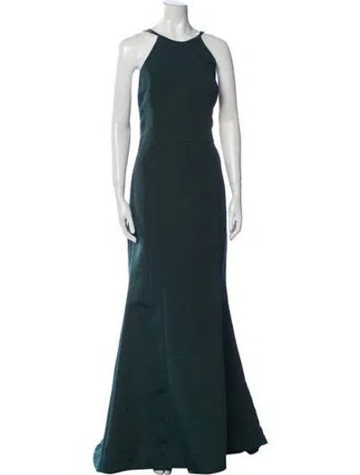 Pre-owned Amsale Halterneck Long Dress W/ Tags In Green
