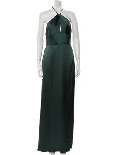 Pre-owned Amsale Halterneck Long Dress W/ Tags In Green
