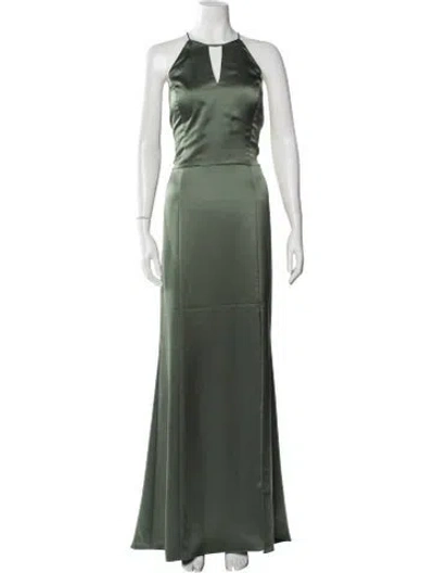 Pre-owned Amsale Halterneck Long Dress W/ Tags In Green