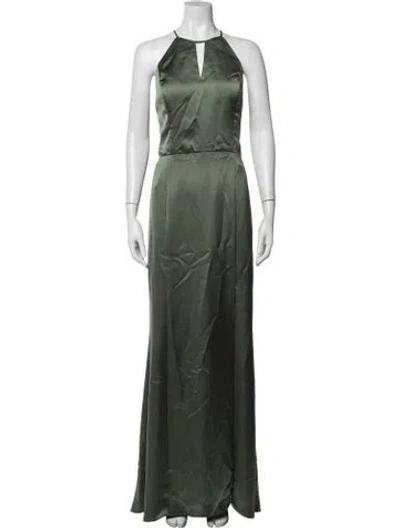 Pre-owned Amsale Halterneck Long Dress W/ Tags In Green