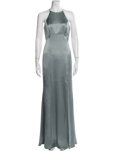 Pre-owned Amsale Halterneck Long Dress W/ Tags In Green
