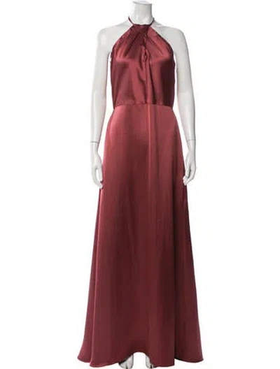 Pre-owned Amsale Halterneck Long Dress W/ Tags In Red